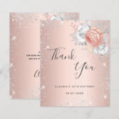 Roos gouden zilveren floralen bedankt (Voorkant / Achterkant)