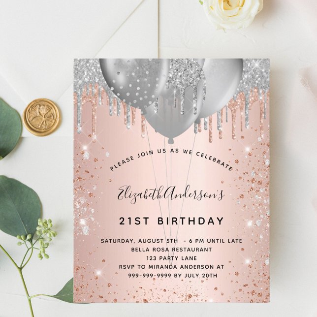 Roos gouden zilveren glitterballonnen (Creator heeft geüpload)