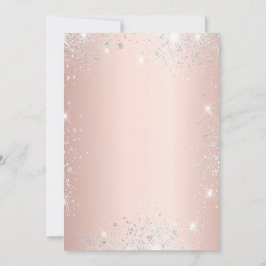 Roos gouden zilveren jurk Quinceanera Kaart (Achterkant)