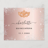 Roos gouden zilveren maskerade RSVP (Achterkant)