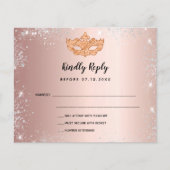 Roos gouden zilveren maskerade RSVP (Voorkant)