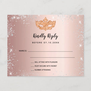 Roos gouden zilveren maskerade RSVP