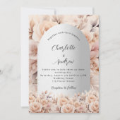 Roos gouden zilveren rozen bloemenboog luxe bruilo kaart (Voorkant)