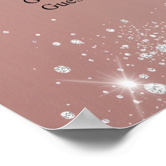 Roos gouden zilverglitter bruiloft poster (Hoek)