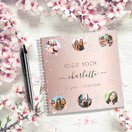 Roos gouden zilverglitter foto van bezoekersboek notitieboek