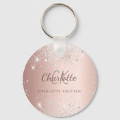 Roos gouden zilverglitter monogram stofmonogram sleutelhanger (Voorkant)