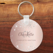 Roos gouden zilverglitter monogram stofmonogram sleutelhanger (Voorkant)