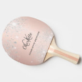 Roos gouden zilverglitter monogram tafeltennisbatje (Zijkant)