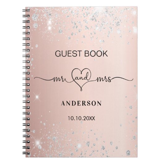 Roos gouden zilverglitter notitieboek (Voorkant)