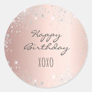 Roos gouden zilverglitterstofkussens ronde sticker