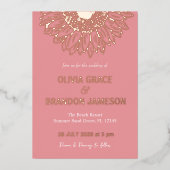 Roos Gouden Zonnebloem Modern Bloemen Bruiloft Folie Uitnodiging (Voorkant)