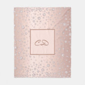 Roos gouden zwarte diamanten monogram initiaal fleece deken (Voorkant)