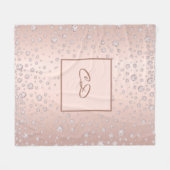 Roos gouden zwarte diamanten monogram initiaal fleece deken (Voorkant (Horizontaal))