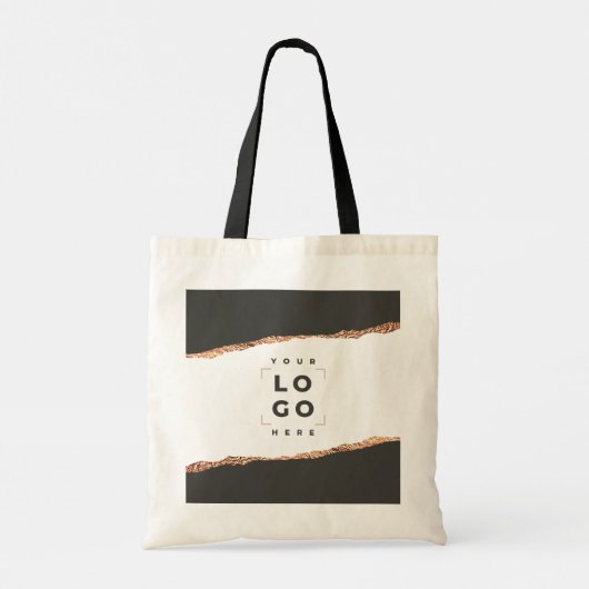 Roos gouden zwarte elegante moderne elegante merkn tote bag (Achterkant)