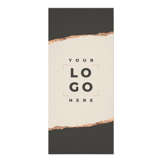 Roos gouden zwarte elegante moderne girale prijsli reclamekaart (Voorkant)