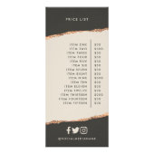 Roos gouden zwarte elegante moderne girale prijsli reclamekaart (Achterkant)