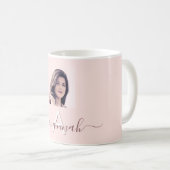 Roos gouden zwarte foto monogram koffiemok (Voorkant rechts)