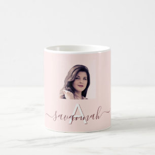 Roos gouden zwarte foto monogram koffiemok