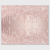 Roos gouden zwarte glitter druppelt glamoureus mon cadeaupapier (Vlak)