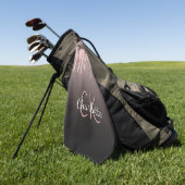 Roos gouden zwarte glitter druppelt monogram naam golfhanddoek (Groen)