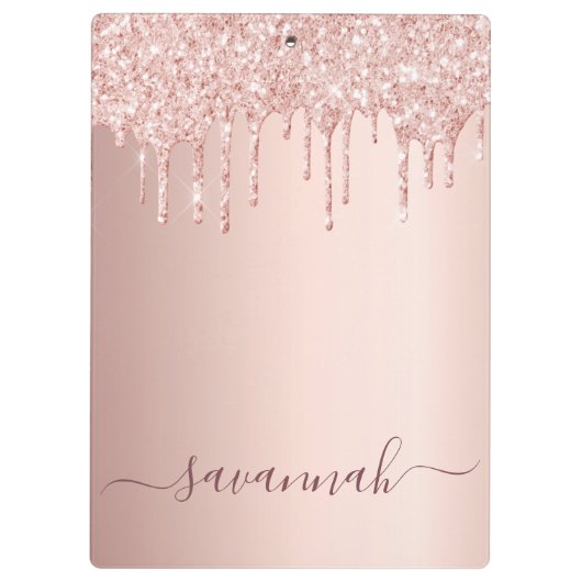 Roos gouden zwarte glitter druppelt script klembord (Achterkant)