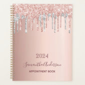 Roos gouden zwarte glitter druppelt zilver 2023 planner (Voorkant)