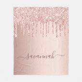 Roos gouden zwarte glitter-naamscript fleece deken (Voorkant)
