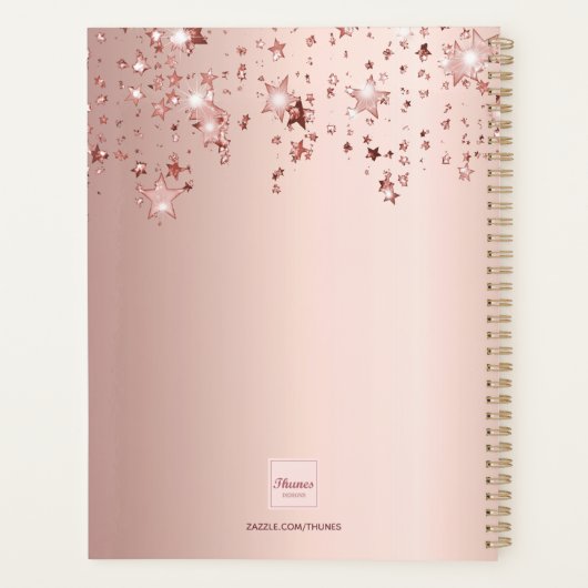 Roos gouden zwarte initialen sterren planner (Achterkant)