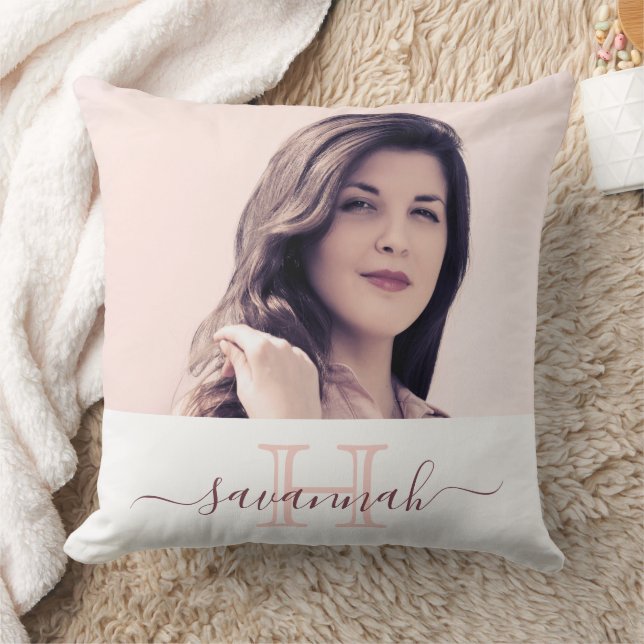 Roos gouden zwarte monogram fotoscript kussen (Deken)