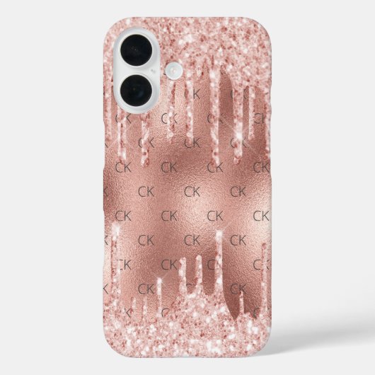 Roos gouden zwarte monogram initiaal Case-Mate iPhone case (Achterkant)
