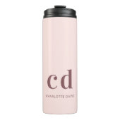 Roos gouden zwarte monogram naam minimalistisch thermosbeker (Voorkant)