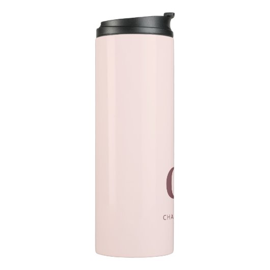 Roos gouden zwarte monogram naam minimalistisch thermosbeker (Gedraaid links)