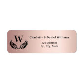 Roos gouden zwarte monogram retouradres etiket (Voorkant)