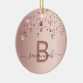 Roos gouden zwarte monogram sterren keramisch ornament (Rechts)