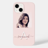 Roos gouden zwarte roze fotomonogram Case-Mate iPhone case (Achterkant)