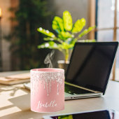 Roos gouden zwarte roze glitter druppelnaam mok