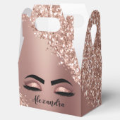 Roos gouden zwarte roze monogram Glitter Eyelashes Bedankdoosjes (Geopend)