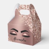Roos gouden zwarte roze monogram Glitter Eyelashes Bedankdoosjes (Voorkant Zijde)