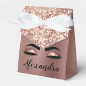 Roos gouden zwarte roze monogram Glitter Eyelashes Bedankdoosjes (Voorkant Zijde)
