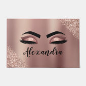 Roos gouden zwarte roze monogram Glitter Eyelashes Deurmat (Voorkant)