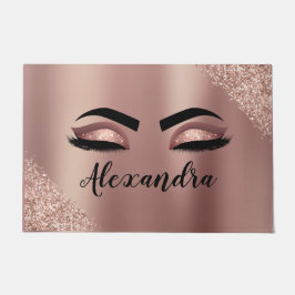 Roos gouden zwarte roze monogram Glitter Eyelashes Deurmat