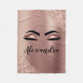 Roos gouden zwarte roze monogram Glitter Eyelashes Fleece Deken (Voorkant)