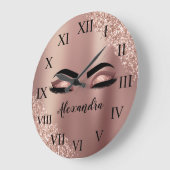 Roos gouden zwarte roze monogram Glitter Eyelashes Grote Klok (Hoek)