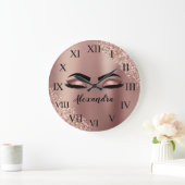 Roos gouden zwarte roze monogram Glitter Eyelashes Grote Klok (Huis)