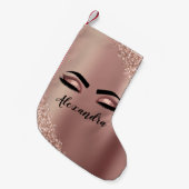 Roos gouden zwarte roze monogram Glitter Eyelashes Kleine Kerstsok (Voorkant (Hangend))