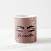 Roos gouden zwarte roze monogram Glitter Eyelashes Koffiemok (Center)
