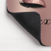 Roos gouden zwarte roze monogram Glitter Eyelashes Muismat (Hoek)