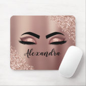 Roos gouden zwarte roze monogram Glitter Eyelashes Muismat (Met muis)