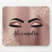 Roos gouden zwarte roze monogram Glitter Eyelashes Muismat (Voorkant)