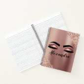 Roos gouden zwarte roze monogram Glitter Eyelashes Notitieboek (Binnen)